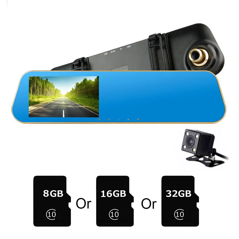 TOSPRA 4.3 Inch Touch Screen Car Dvr Camera Rearview Mirror Dvrs Dual Lens Recorder Night Vision Dash Cam FHD 1080P Registrator |