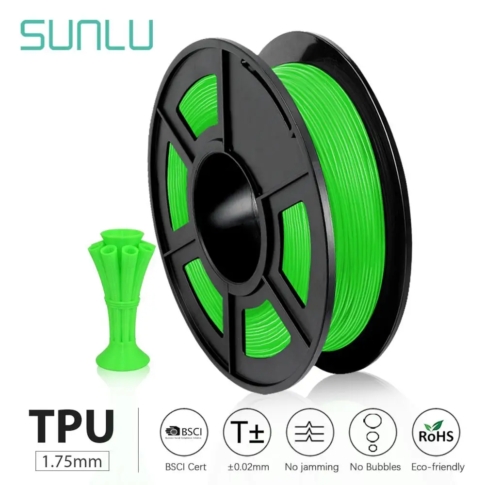 SUNLU ТПУ Гибкая нить 1 75 мм 0 5 кг новый DIY Полноцветный 3d принтер Пластик нити для FDM
