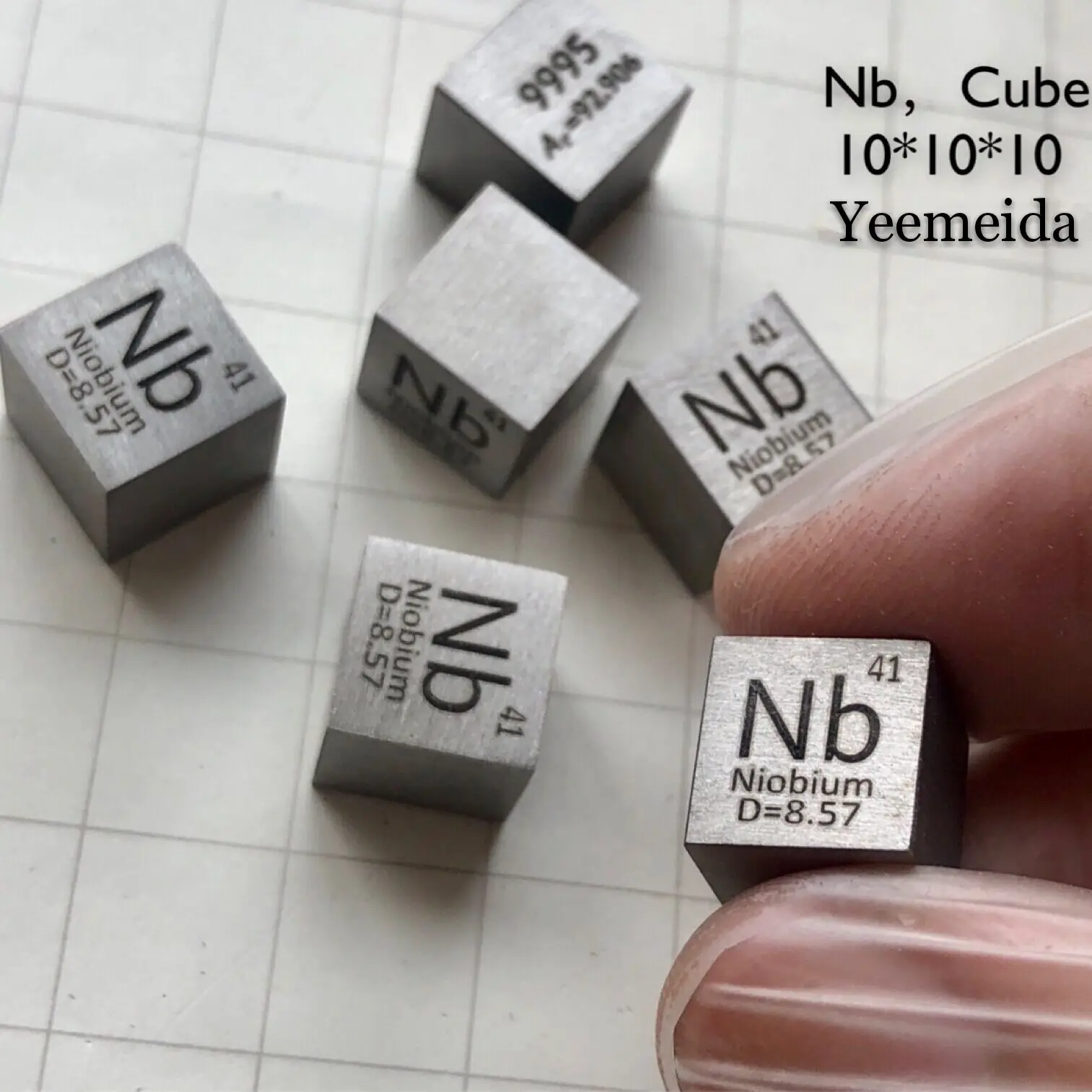 

Niobium Nb, куб для периодического стола, 99.95% Чистая длина, 10 мм, вес 8,58 г