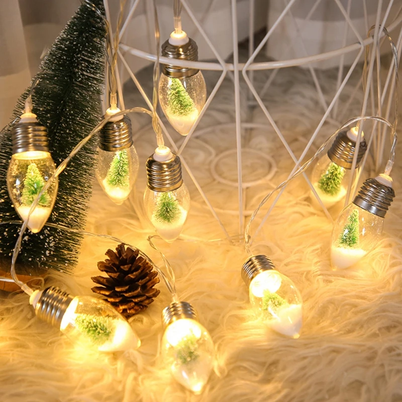 

10 светодиодный ных лампочек, Снежный шар, Рождественская гирлянда, Рождественская елка, снежинка, бутылка для желаний, питание от батарейки,...