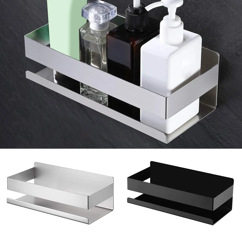 

Holder Bathroom Organizer Modern No Drilling Shower Shelf Wall Mounted Stainless Steel Basket Storage Seasoning Box Adhesive