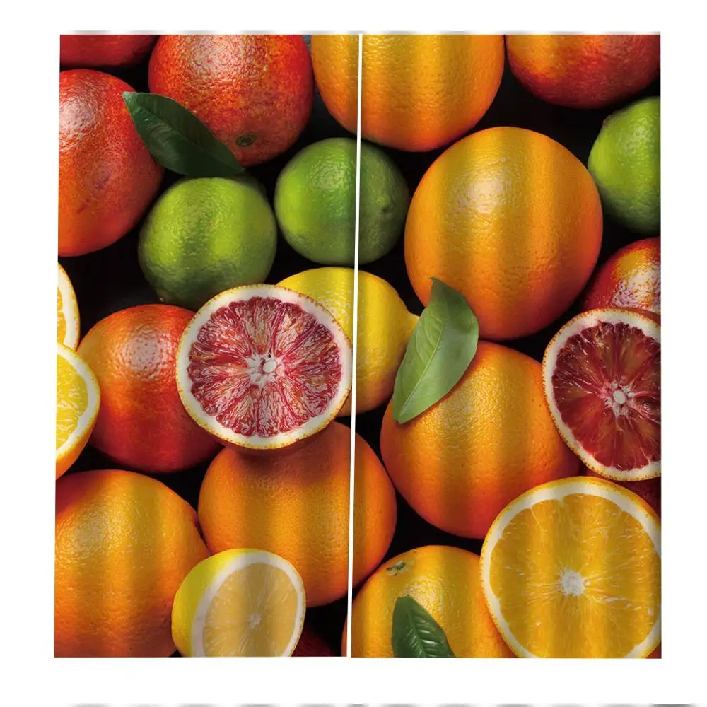 Оранжевые шторы с фруктовым окном для детей гостиной спальни улицы помещений