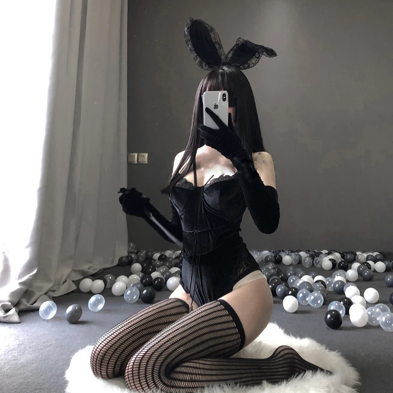 

Sexy Costumes Bodysuits Women Erotic Bunny Girl Maid Cosplay Woman Rabbit Body Suit Wrapped Chest Roleplay Lingere Set Teddies