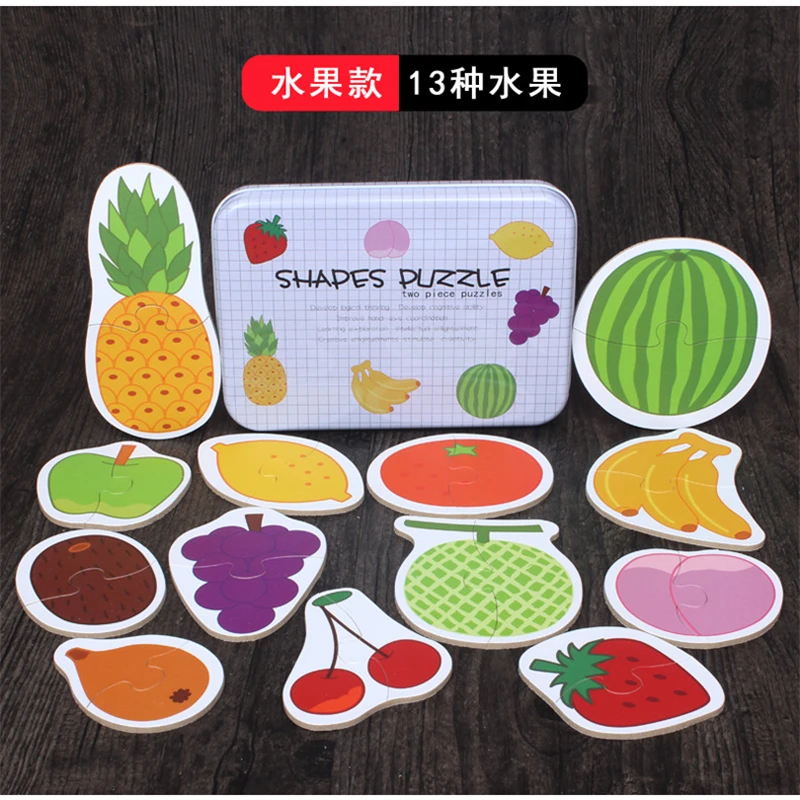 

Vehicle/Fruit/Animal Set Pair Puzzle Educational Gift Baby Toys Iron Box Infant Early Head Start Training Puzzle Cognitive Card