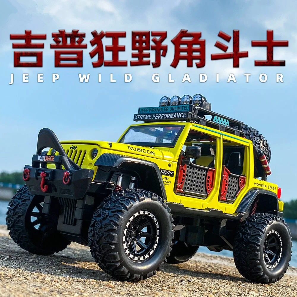 

1:24 Jeeps Rubicon Big Tyre Alloy Pickup Off-road Vehicles Model Diecast Metal Simulation Toy Car Model Collection Kids Toy Gift