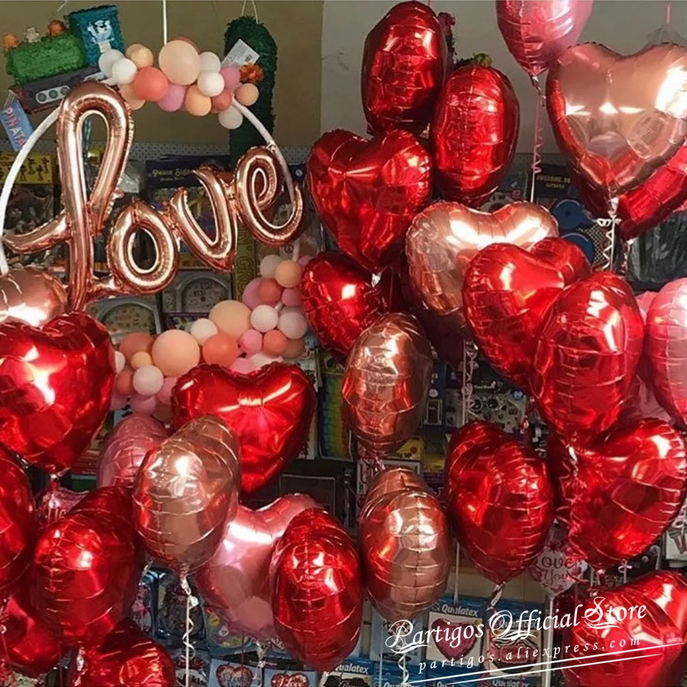 

5pcs 5/10/18/24inch/75cm Red heart balloons helium foil globos for Wedding Valentines Day party decor bridal decorations