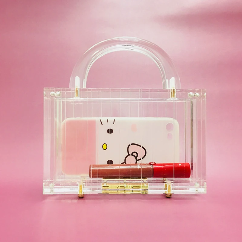Clear Acrylic Box Evening Bags Women Brand Designers Transparent Small Square Tote Handbag Female Clutch Purses Dinner Party New | Багаж и