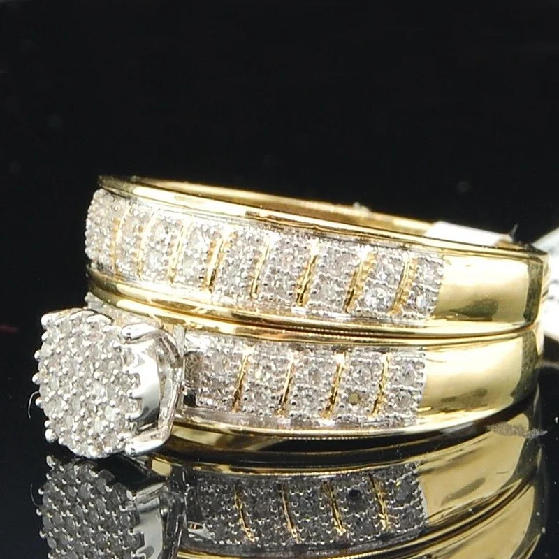 Набор обручальных колец с модные украшения из циркония кристаллами для мужчин и