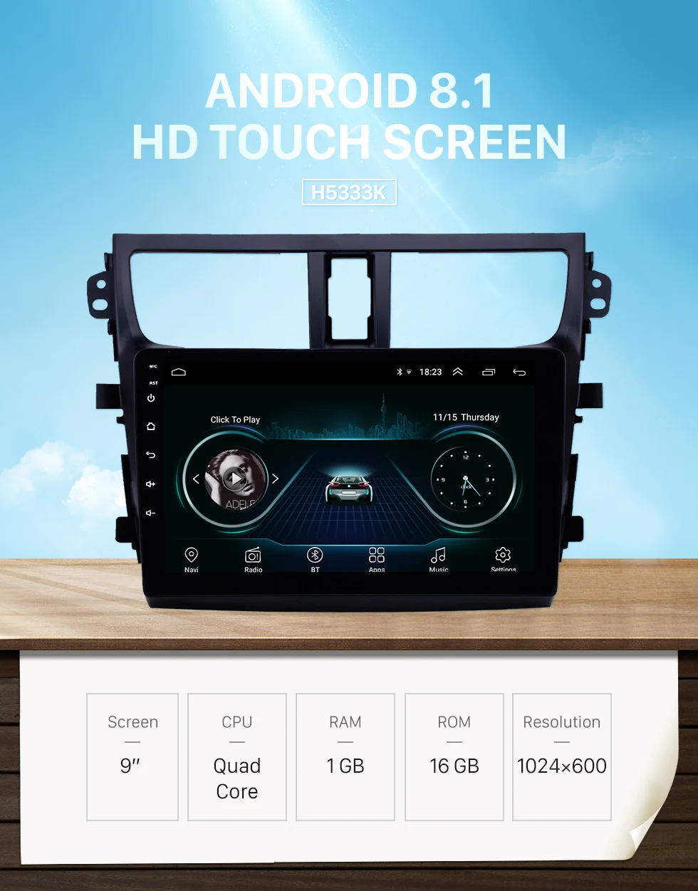 Harfey Android 8,1 9 дюймов для- Suzuki Celerio HD сенсорный экран головное устройство Автомобильный gps радио с поддержкой AUX OBD2 SWC Carplay