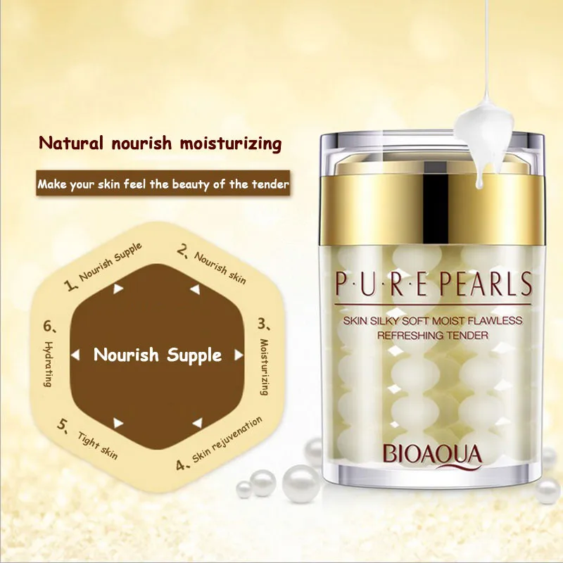 

BIOAQUA Pure Pearl Essence Face Cream Whitening Cream Moisturizing Anti Wrinkle Face Serum Facial Acne Scar Removal Skin Care 60