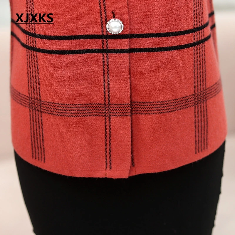 Кардиган XJXKS трикотажный однобортный удобный шерстяной кардиган с круглым