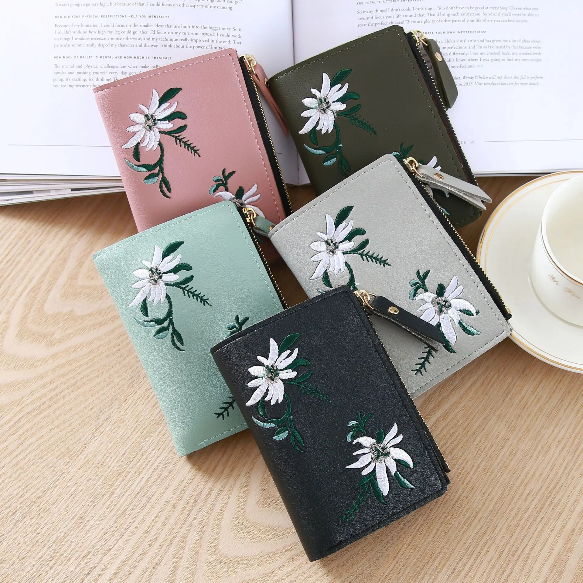 Новый милый многокарточный женский кошелек папка с цветочным узором японский