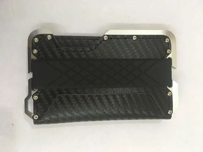 black carbon fiber Дизайн Алюминиевый металлический RFID блокирующий кредитный держатель для карт из натуральной кожи минималистичный кошелек для карт для мужчин и женщин - Цвет: black carbon fiber