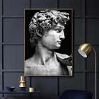 Черно-белая скульптура головы Давида, холст, постеры и принты, настенные картины, декор для гостиной