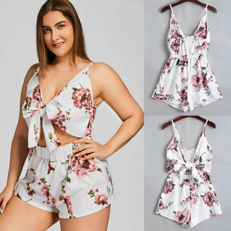 

Sexy Fashion Womens Holiday Mini Playsuit Jumpsuit Romper Summer Beach Short Plus Size S-5XL
