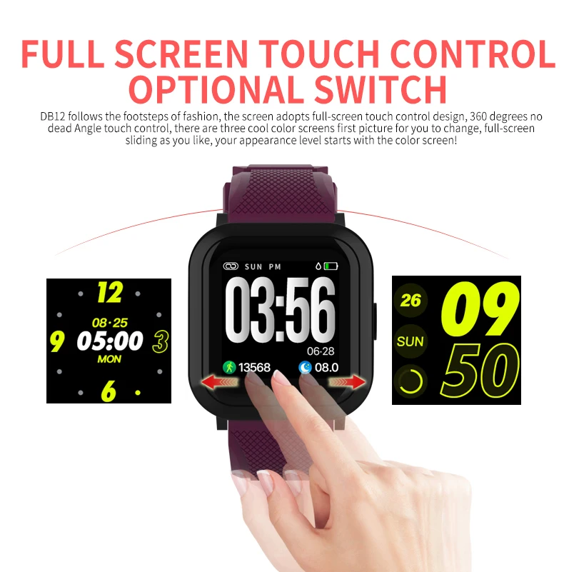 

Bozlun DB12 Smart Watch IP68 Waterproof Heart Rate Blood Pressure Monitor Multi Functions Sports Watch for Men Women