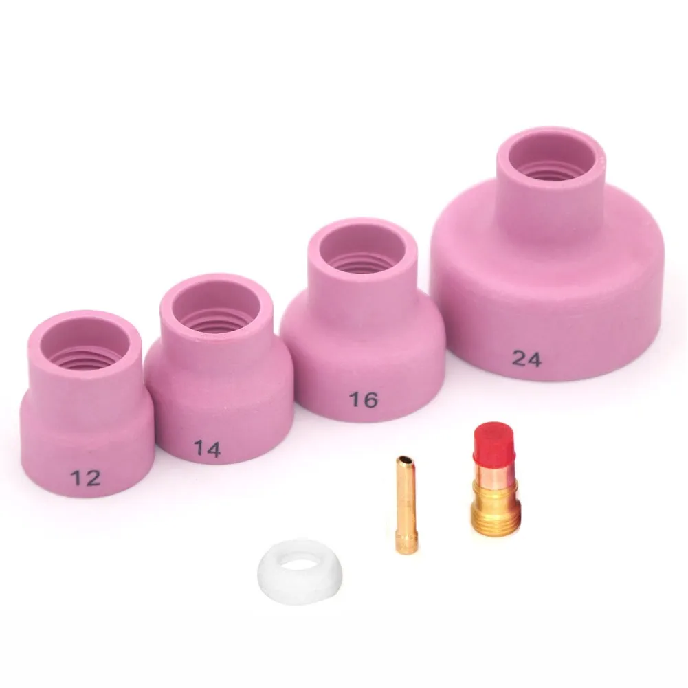 

7PC Weldings Torch Nozzle Rings Cover Gases Lens Glass Ceramic Cup Kit For WP9/20/25/17/18/26 Welding Torch