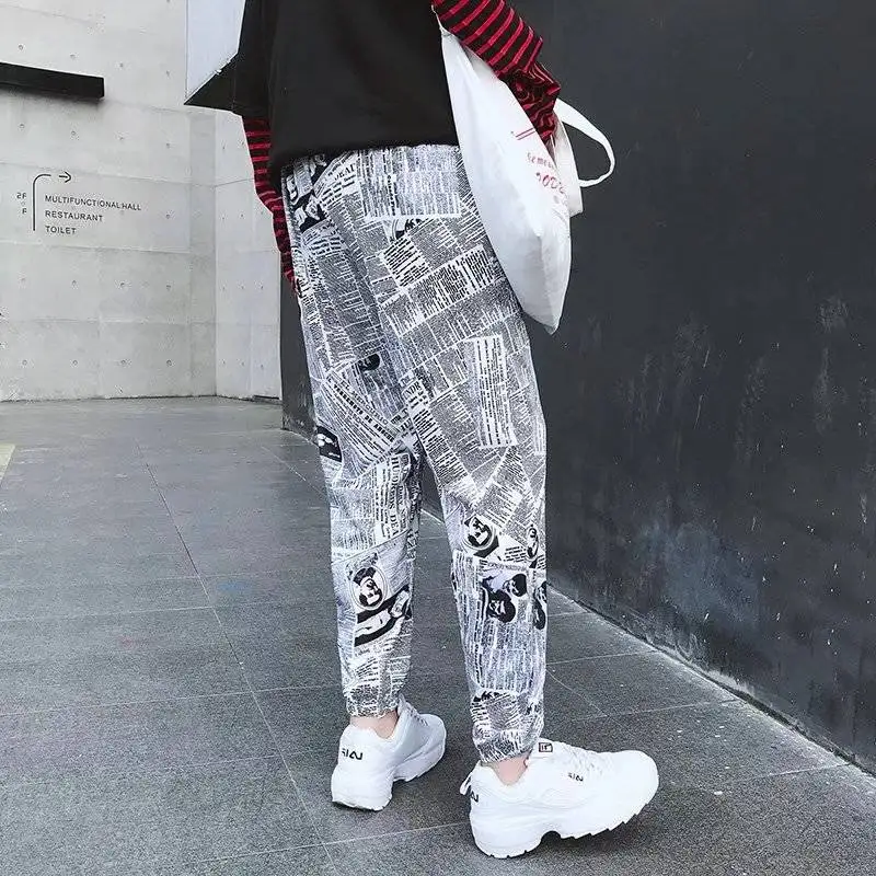 2019 хип хоп брюки с графическим принтом Мужские зауженные эластичной резинкой на