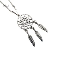 black knight dream catcher necklace vintage silver color stainless steel indian dreamcatcher pendant necklace men women blkn0725