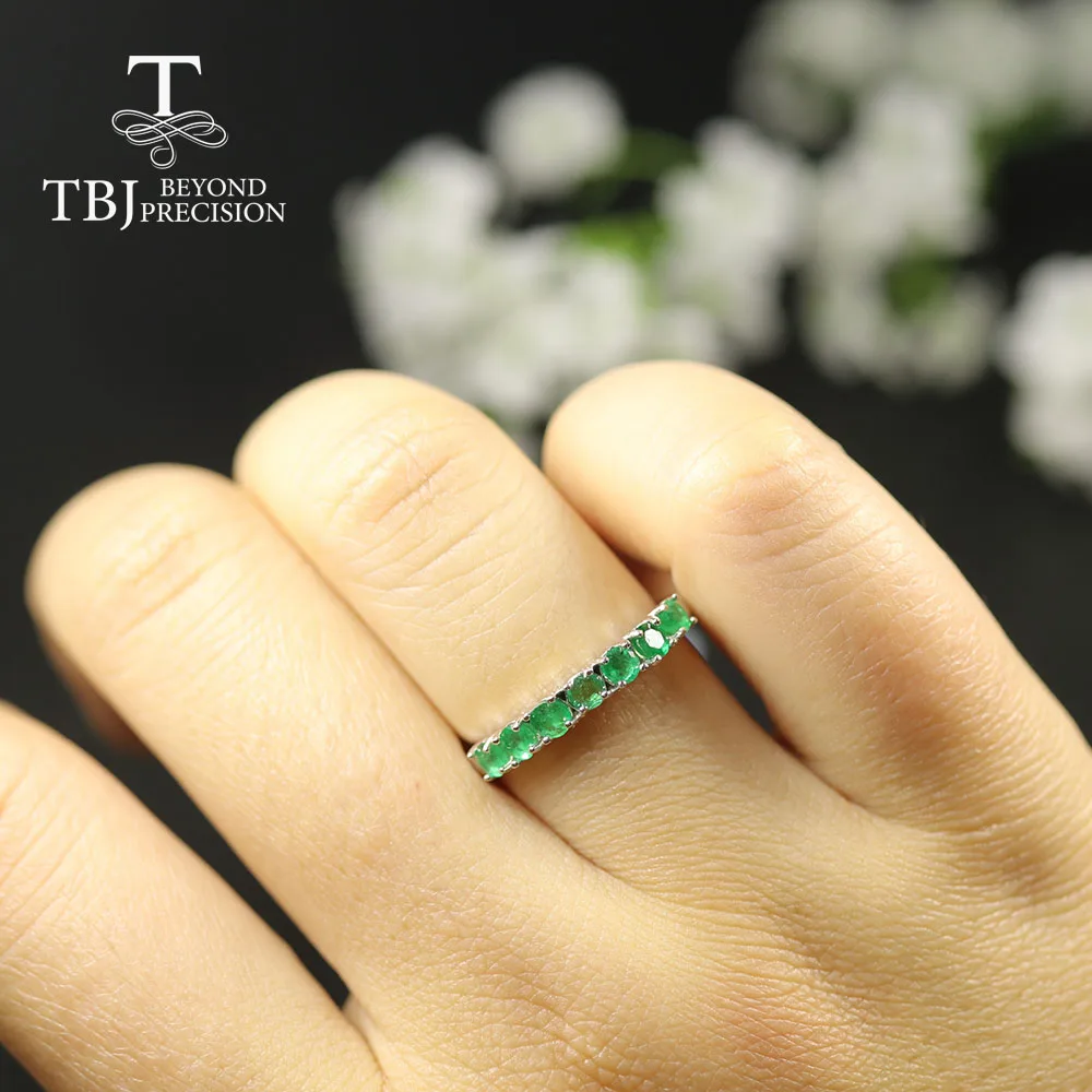 Small simple real Emerald Jewelry Set natural Zambia green emerald Round 3mm gemstone Ring earring 925 sterling silver tbj | Украшения и