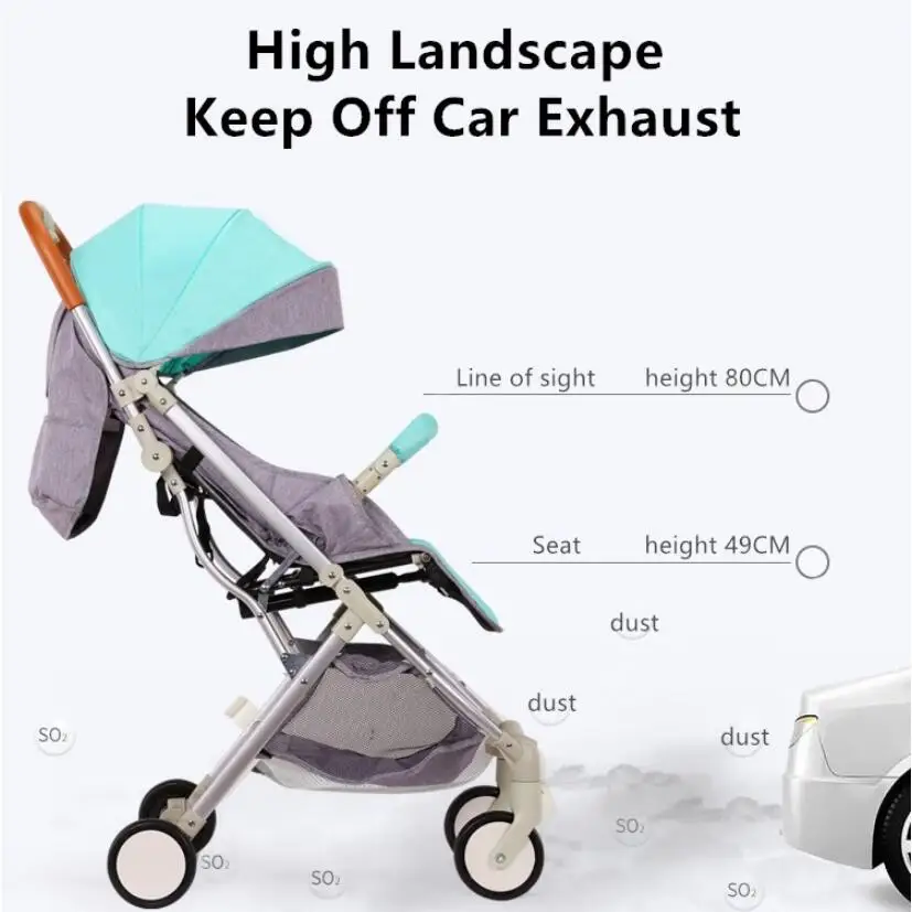 Сверхлегкая детская коляска с высоким ландшафтом четырехколесная тележка