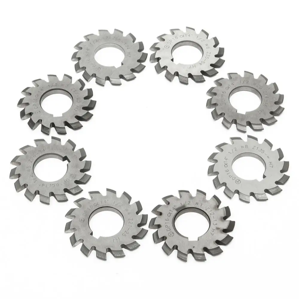 

8pcs DP16 PA14.5 Bore22mm #1-8 HSS Involute Gear Milling Cutter