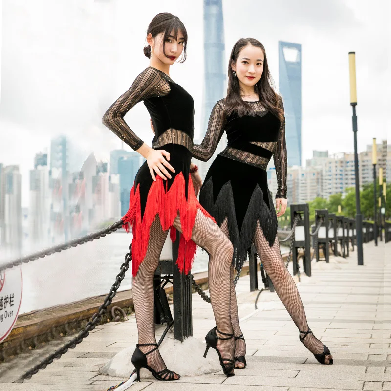 Модное платье для латинских танцев женское танго сальсы ча-ча бальных самбы