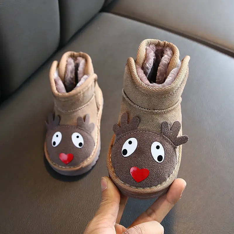 Унисекс 2020 милые зимние ботинки с оленем для девочек детские мальчиков теплые