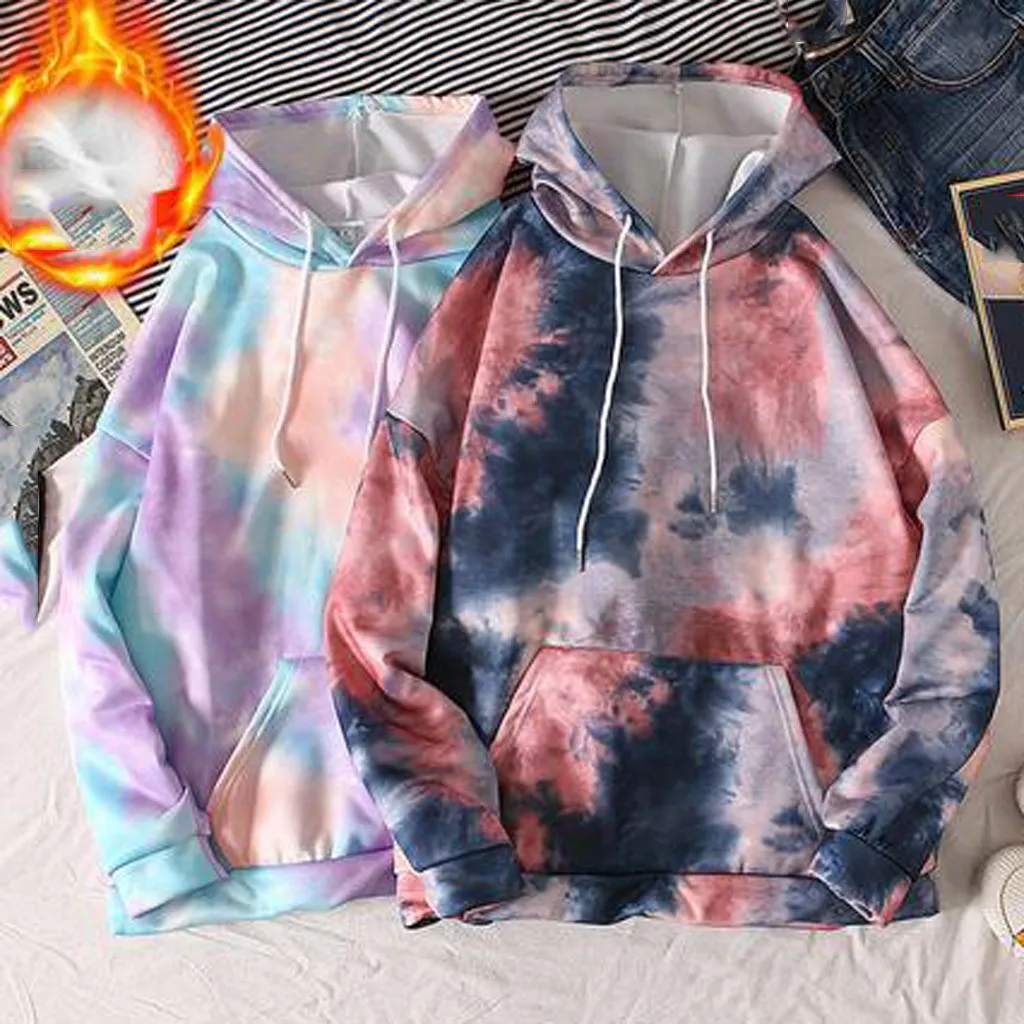 

Plus Size Fashion Harajuku Hoodie Tie-dye Print Hooded Women Long Sleeve Top Sweatshirt Female Autumn Winter Pullover Streetwear