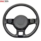 Прошитые вручную черные противоскользящие Чехлы рулевого колеса автомобиля из мягкой искусственной кожи для Volkswagen VW Beetle 2012-2016 Up 2013-2016
