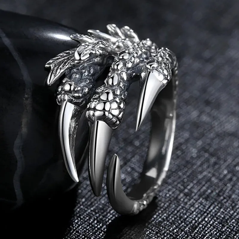 

Fashion Retro Hip-hop Ring Magic Claw Domineering Dragon Claw Open Ring for Women Eagle Claw Punk Ring Jewelry Whole Sale