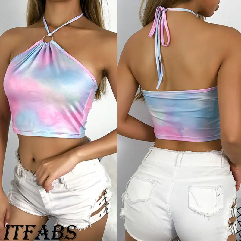 Женская без Рукавов Летняя бюстье укороченный Топ жилет Повседневная безрукавка