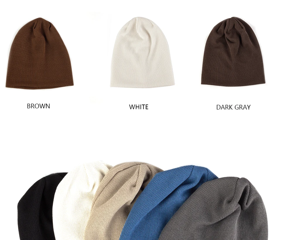 Frauen Mode Baumwolle Frühling Herbst Beanie Einfarbig Warme Gestrickte Hip-Hop Hut Unisex Outdoor Häkeln Stricken Baggy Motorhaube kappe – Detail 3