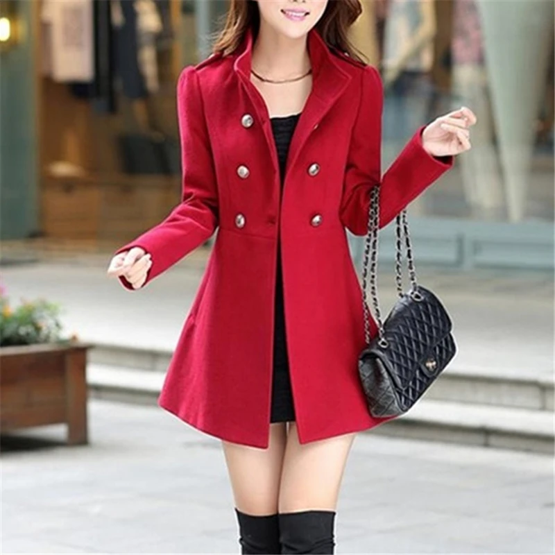 

2019 New Casual Autumn Winter Clothes Short Wool Coats Women Slim Woolen Jackets Fashion Double-Breasted Cardigan Jacke Elegant
