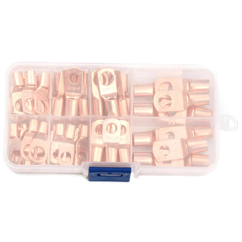

Promotion! 140PCS Copper Wire Ring Terminal Lug SC Battery Welding Bare Connectors Set Kits
