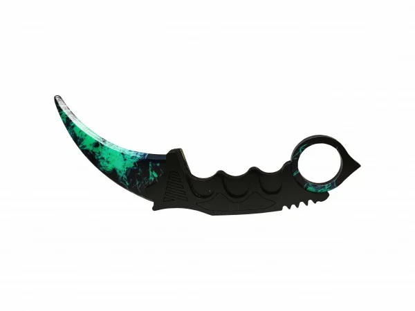 Керамбит из дерева Волны изумруд