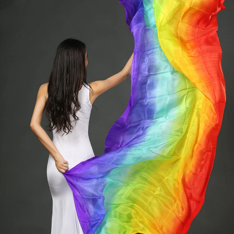 Шаль для танца живота шелковая Фата шарф-платок с градиентом светлая вуаль детей