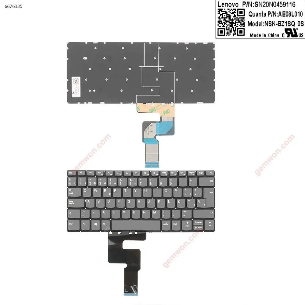 Аксессуары для ноутбука сменная клавиатура LENOVO IdeaPad 320-14ISK 320S-14IKB 320S-14IKBR серая (без