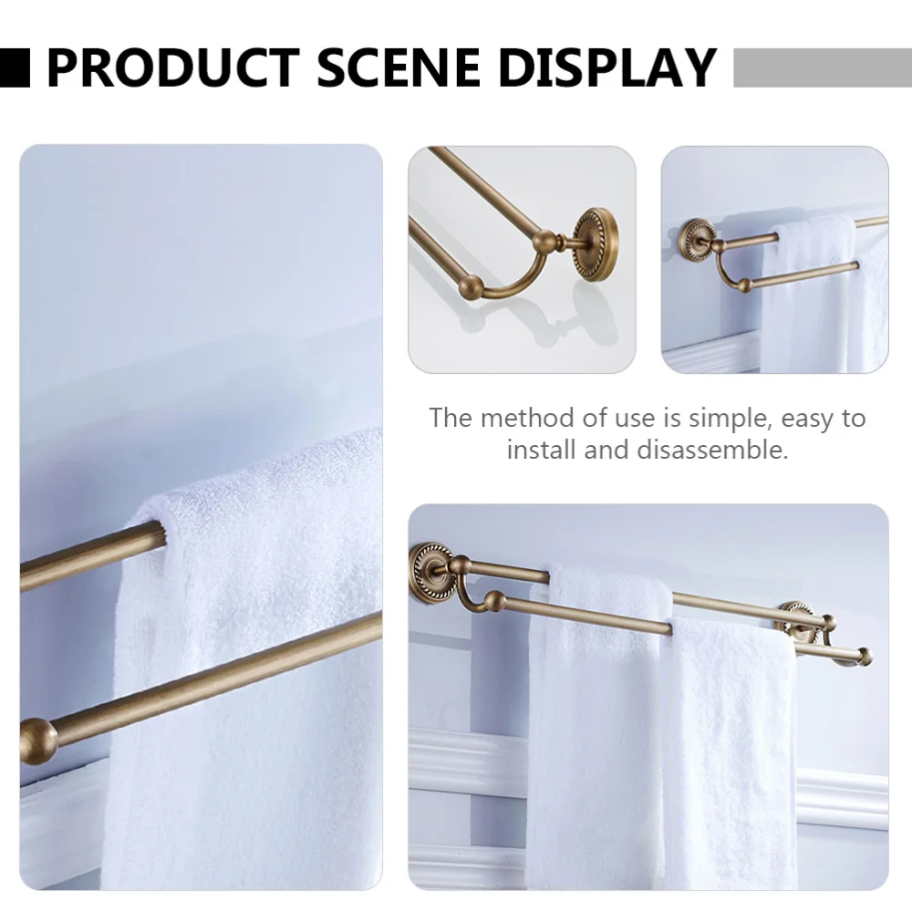 

1Pc Wall-mounted Bathroom Storage Rack Bath Towel Holder (Light Brown, Bronzed)