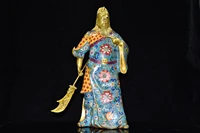 15chinese folk collection old bronze cloisonne gilt guan yu statue wu caishen office ornaments town house exorcism
