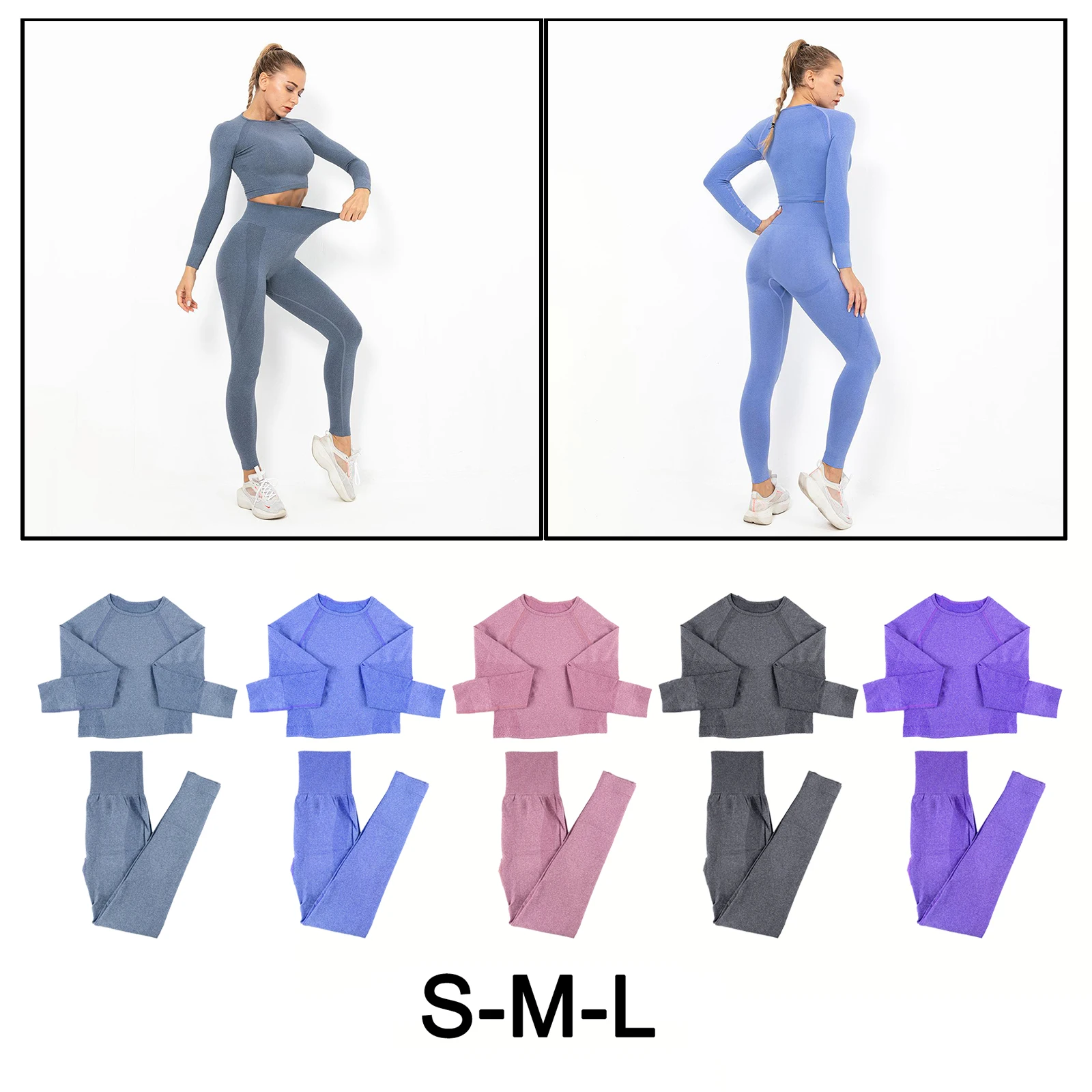 

Female Yoga Suits Fitness Tracksuits Tights Leggings Crop Top S Dark blue