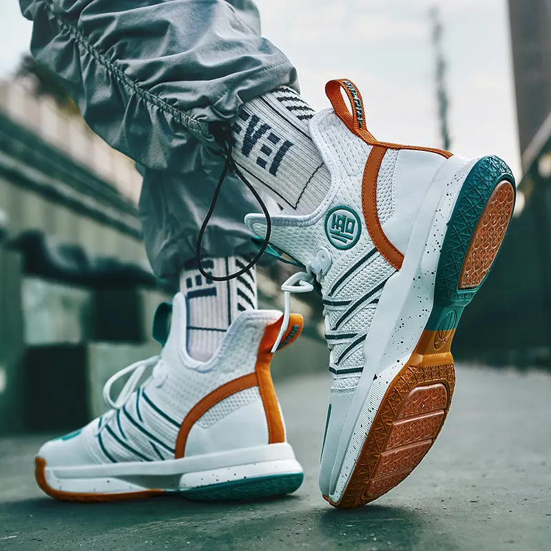 2021 New Mesh Man Basketball Shoes Platform High Top Basketball Sneakers Men Ankle Protect Men Streetball Shoes zapatos basket