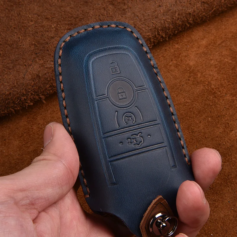 Leather Key Case for Ford Focus Edge Explorer 5 Mondeo Mk4 Escort Trurus TITANIUM Mustang Ranger Car Cover Holder | Автомобили и