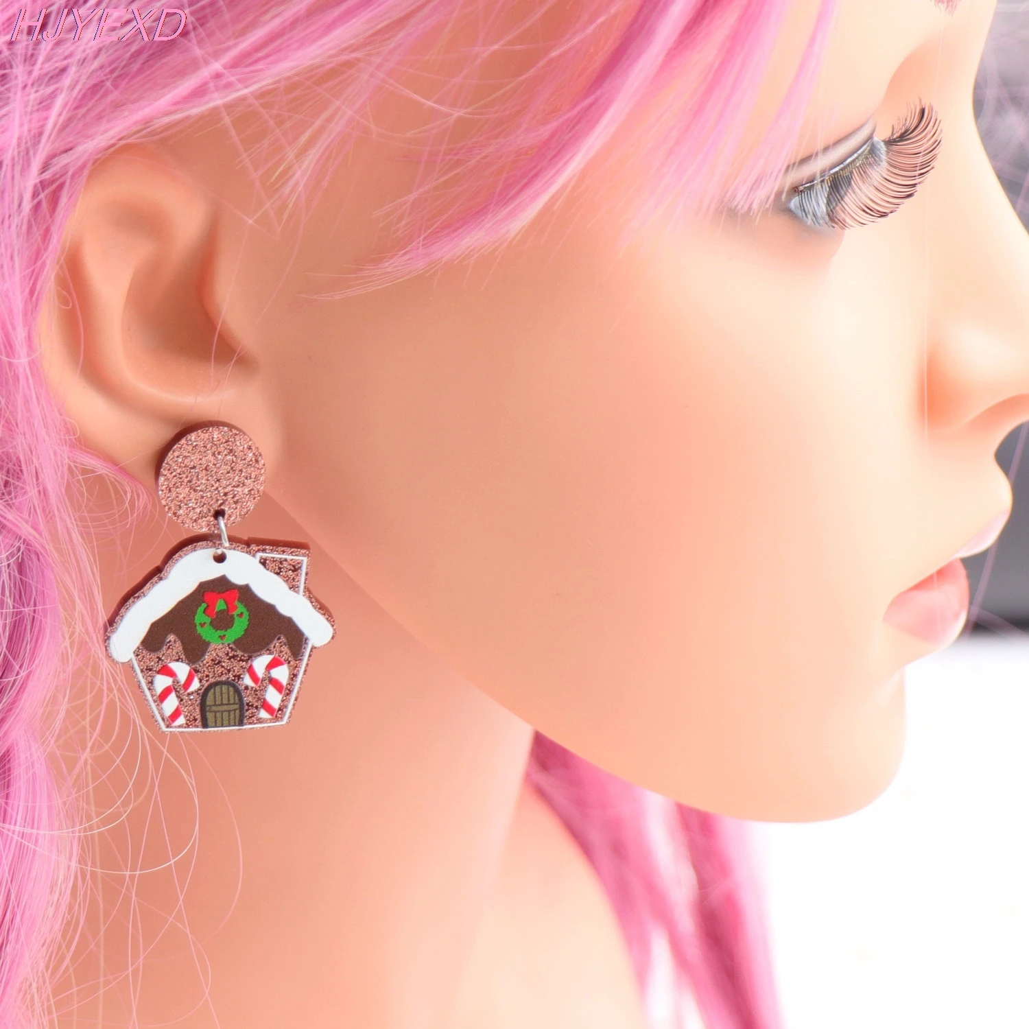 Женские рождественские висячие серьги в виде пряничного домика праздничные