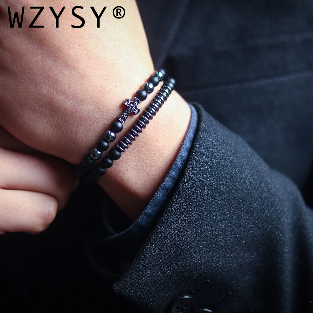 Микро вставка натуральный циркон черный скраб камень гематит крест эластичный