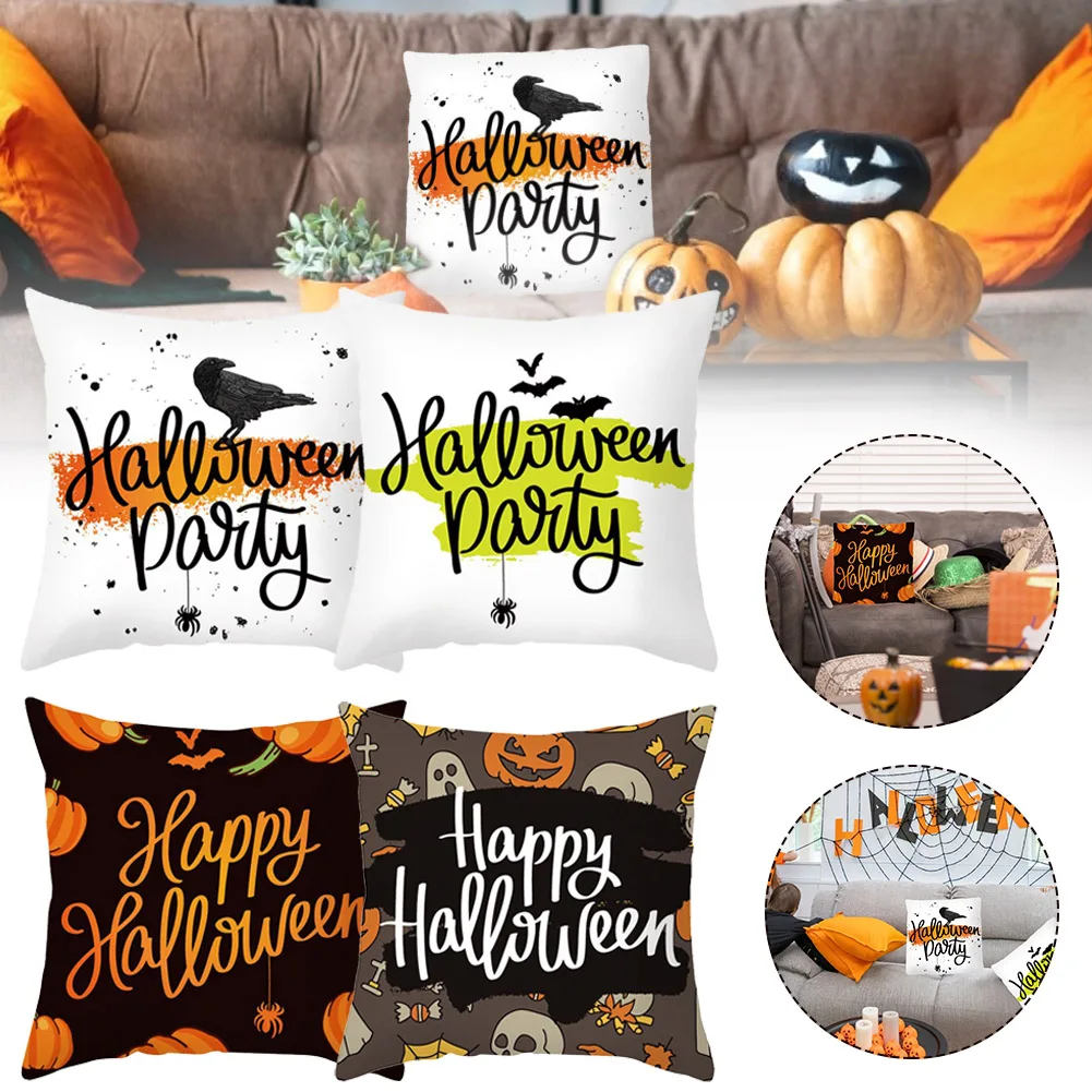 

4PCS Halloween Pillow Cover Pumpkin Ghost Cushion Cover Comfortable Soft Decoration Cover for Sofa Car Coffee Shop Home Textile