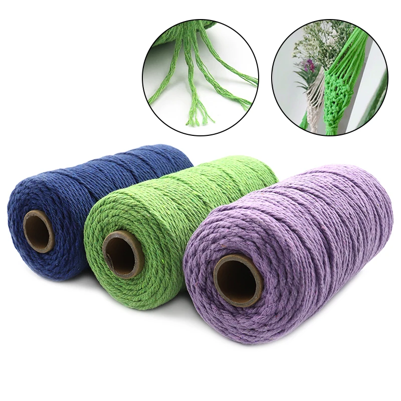 Шнур из 100% хлопка цветной шнур 3 мм бежевый витой ручная работа макраме для