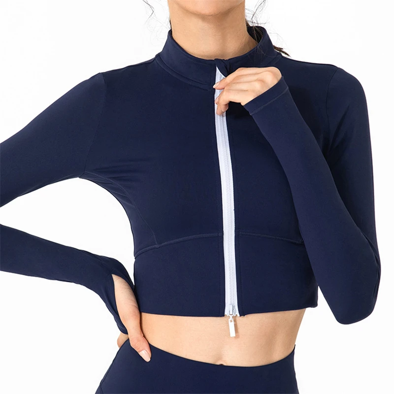 

Rainbowshades Sport Jacket Women Long Sleeve Zip Fitness Yoga Shirts Top Gym Activewear Running Coats Training Clothing Out Wear