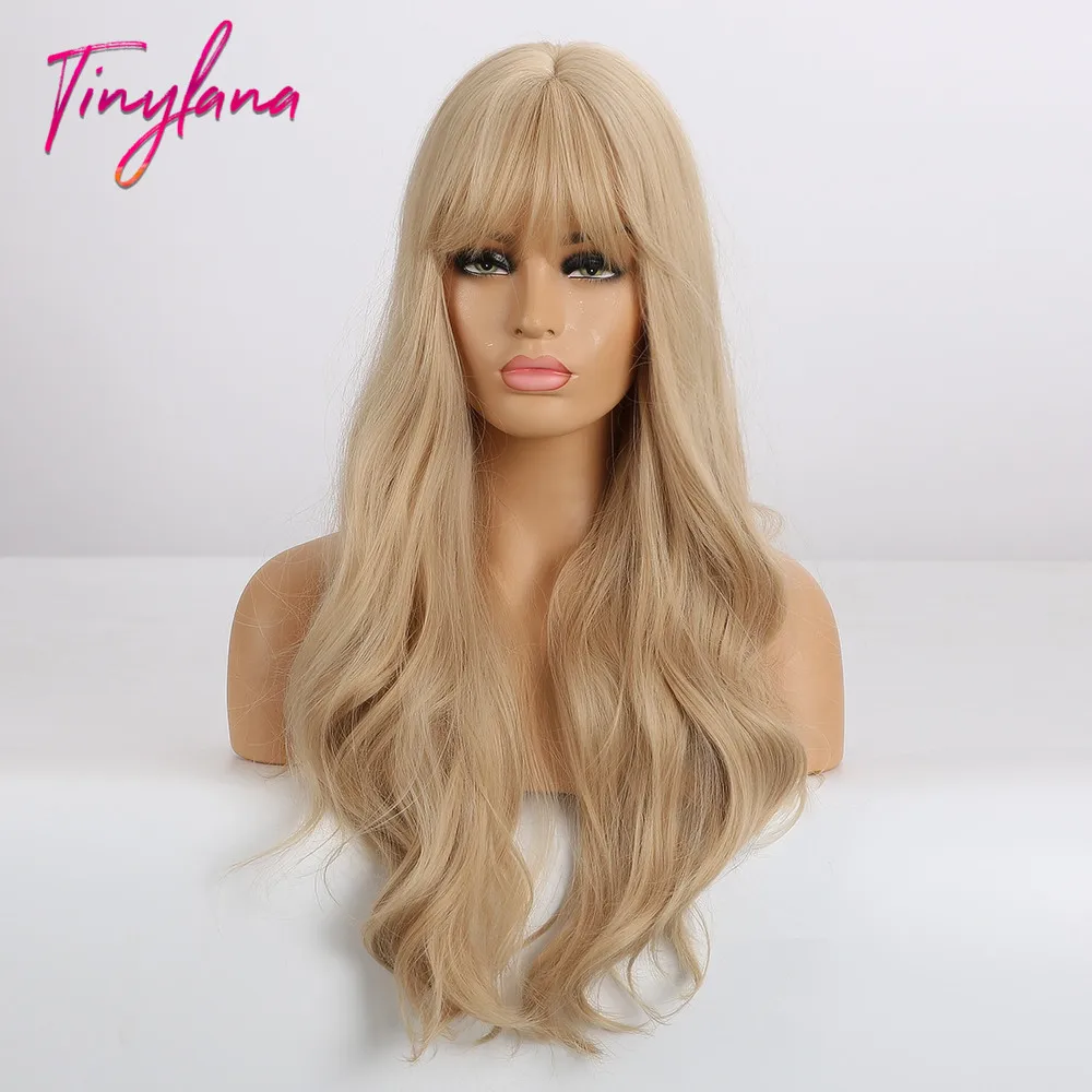 Женские длинные волнистые парики TINY LANA коричневые синтетические для женщин