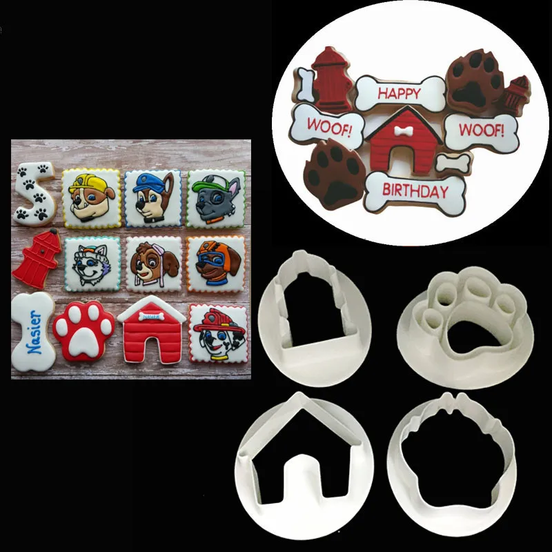 4 шт./компл. пищевого пластика DIY Собака тема печенья резак торт плесень помадка